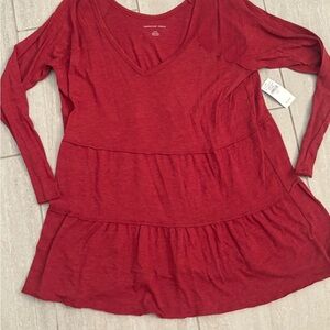 American Eagle Outfitters Red Tiered Tunic Top Large NWT